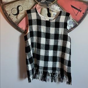 Zara black and white checkered top